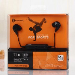 HD Wireless Bluetooth Stereo Sports Headset BT8 (Black)